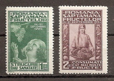 SD Romania 1934 LP109- Expozitia fructelor, seria de 2 val. , MNH foto