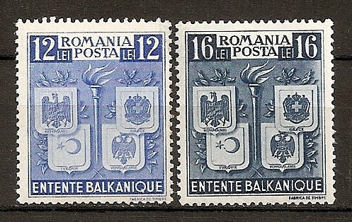 SD Romania 1940 LP137- Intelegerea Balcanica, seria de 2 val. , MNH