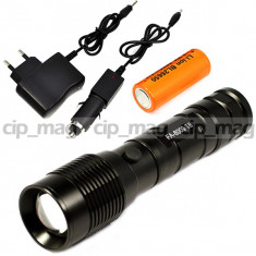 LPC-R049 - Lanterna incarcare 12v / 220V Led CREE XM-L T6 1200 LUMENI ! acumulator 26650 3.7V 6800mAh foto