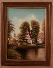 Tablou panza pictat in ulei 46cm/36cm cu rama din lemn foto