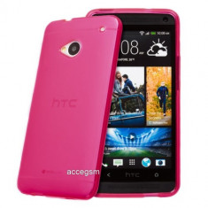 Husa / Carcasa HTC One M7 TPU slim roz translucid - calitate superioara foto