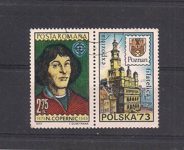 No(02)timbre-Romania 1973-L.P.819-Aniversari III N.Copernic -serie stampilata
