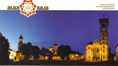 Carte postala CP AB009 Alba Iulia - Catedrala Ortodoxa si Catedrala Romano-Catolica foto