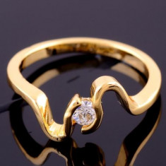 Superb inel gold filled(filat in aur galben de 14k), model solitaire cu austrian cristal marime 6.5 foto