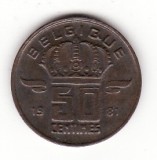 Belgia 50 centimes 1981, text francez - KM#148.1 Type B