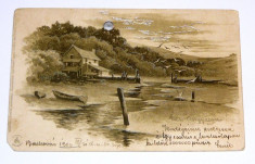 Carte postala - ARTA - Lac, Cabana, Peisaj, Barca - circulata 1902 - 2+1 gratis toate produsele la pret fix - RBK4002 foto