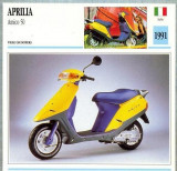 414 Foto Motociclism -APRILIA AMICO 50 -SCOOTER - ITALIA -1991 -pe verso date tehnice in franceza -dim.138X138 mm -starea ce se vede