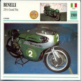 423 Foto Motociclism - BENELLI 250-4 GRAND PRIX - ITALIA -1969 -pe verso date tehnice in franceza -dim.138X138 mm -starea ce se vede