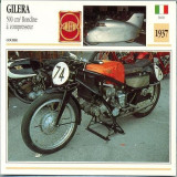 419 Foto Motociclism -GILERA 500 CM3 RONDINE A COMPRESSEUR - ITALIA -1937 -pe verso date tehnice in franceza -dim.138X138 mm -starea ce se ved