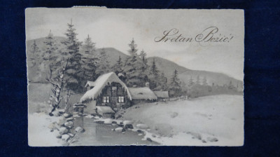 Peisaj de iarna - Vedere Rmport 2 - circulata 1930 Serbia - Baile Buzias foto