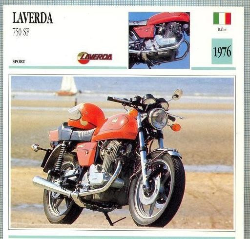 410 Foto Motociclism - LAVERDA 750 SF - ITALIA -1976 -pe verso date tehnice in franceza -dim.138X138 mm -starea ce se vede