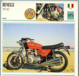 422 Foto Motociclism - BENELLI 750 ,,SEI&quot; - ITALIA -1973 -pe verso date tehnice in franceza -dim.138X138 mm -starea ce se vede