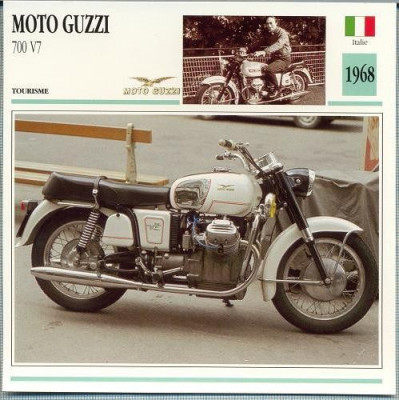 431 Foto Motociclism - MOTO GUZZI 700 V7 - ITALIA -1968 -pe verso date tehnice in franceza -dim.138X138 mm -starea ce se vede foto