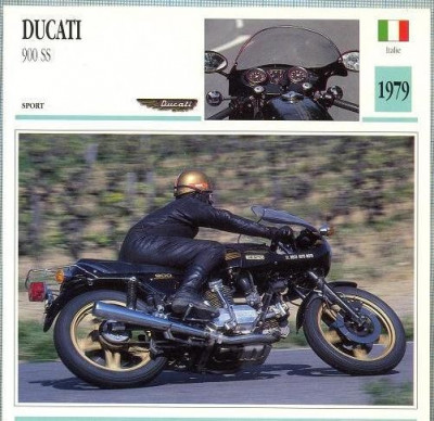 434 Foto Motociclism - DUCATI 900 SS - ITALIA -1979 -pe verso date tehnice in franceza -dim.138X138 mm -starea ce se vede foto