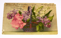 Carte postala - ARTA - Flori - Zambile - circulata 1912 Ungaria - 2+1 gratis toate produsele la pret fix - RBK4035 foto