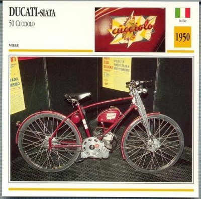 437 Foto Motociclism - DUCATI-SIATA 50 CUCCIOLO - ITALIA -1950 -pe verso date tehnice in franceza -dim.138X138 mm -starea ce se vede foto