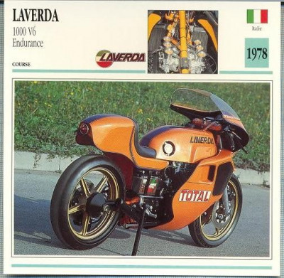 411 Foto Motociclism - LAVERDA 1000 V6 ENDURANCE - ITALIA -1978 -pe verso date tehnice in franceza -dim.138X138 mm -starea ce se vede foto