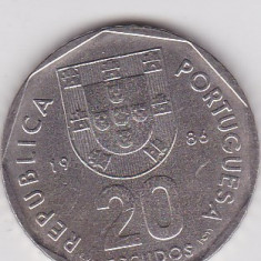 Portugalia 20 escudos 1986