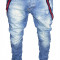 ( NOU ) Blugi CONICI - CU TUR LASAT - MODEL DEOSEBIT - NOU - SKINNY / SLIM - ( TOATE MARIMILE: 29, 30, 31, 32, 33, 34, 36 ) + CADOU Bretele