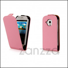 Husa Samsung Galaxy S3 Mini i8190 roz flip piele eco foto