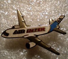 I.539 INSIGNA PIN AVIATIE FRANTA AIR INTER 25mm email foto