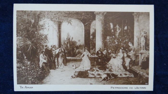 Vedere - Pictura - Reproduceri - Th. Aman - Petrecere cu lautari 66-Interbelica