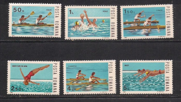 No(08)timbre-Romania 1983-L.P.1081-Sporturi nautice