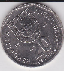 PORTUGALIA 20 ESCUDOS 1987 KM# 634.1 foto