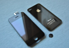 Set Original iPhone 4 negru (Display+Touchscreen+Capac+Buton)+folii protectie foto