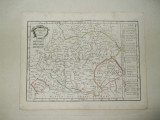 Harta color Regatul Ungariei cu Transilvania, Polonia, Croatia, Turcia Ch. Delamarche Paris 1800