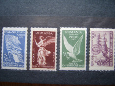 Romania 1947 LP 208 - serie nestampilata MNH &amp;quot;Pacea&amp;quot; foto