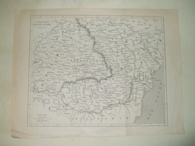 Harta Valahia, Moldova, Transilvania, Basarabia Tarile Romane Paris 1789 foto