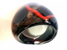 Inel din sticla de Murano negru 19 mm UNICAT foto