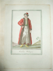 Gravura color Barbat valah Grasset de Saint Saveur Paris 1790 foto