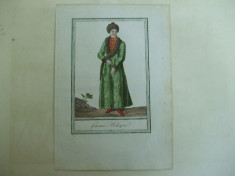 Gravura color Femeie valaha Grasset de Saint Saveur Paris 1790 foto