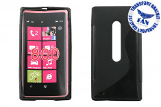 Husa Silicon Nokia 800 Lumia Negru (Fan Courier gratuit) foto