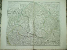 Harta color Ungaria, Transilvania, Croatia Guillaume de L&amp;#039;Isle Paris 1717 010 foto