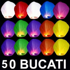 LAMPION - LAMPIOANE ZBURATOARE PACHET 50 LAMPIOANE COLORATE ( 8 CULORI ) + 2 LAMPIOANE INIMA ROSIE foto