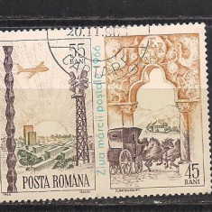 No(03)timbre-Romania 1966-L.P.640-Ziua marcii postale romanesti-serie stampilata