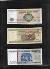 [ Y ] - Belarus set complet 20.000, 50.000, 100.000 ruble 1994, 1995, 1996 UNC foto