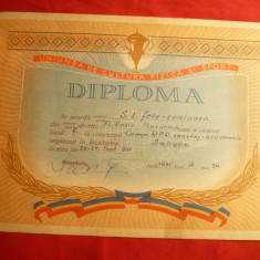 Diploma Canotaj Academic RPR -Fete seniori ,Flamura Rosie Bucuresti 1961