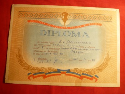 Diploma Canotaj Academic RPR -Fete seniori ,Flamura Rosie Bucuresti 1961 foto