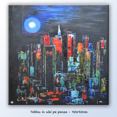 Peisaj citadin modern New York (6) - ulei pe panza - 90x90cm LIVRARE GRATUITA 24-48h foto