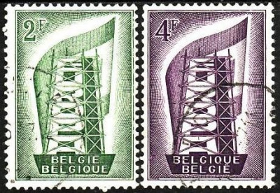 Belgia 1956 - Yv.no.994-5 stampilat europa cept foto