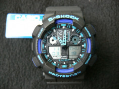 CEAS CASIO G-SHOCK GA-100-1A4ER ,BLACK&amp;amp;amp;BLUE DESIGN-MADE IN JAPAN-3 ALARME-CRONOMETRU-MANUAL UTILIZARE, GARANTIE, POZE REALE-LIVRARE GRATUITA !!!! foto