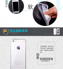 Husa iPhone 5, 5S, silicon transparent, partea de sus si jos pe spatele telefonului sunt matuite foto