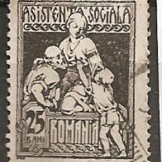 TIMBRE 101m, ROMANIA, 1921, ASISTENTA SOCIALA, 25 BANI, EROARE, L, ALB IN JURUL LUI L, EROARE, ERORI