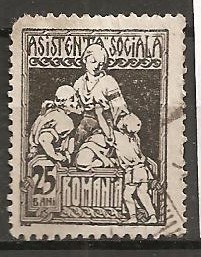 TIMBRE 101m, ROMANIA, 1921, ASISTENTA SOCIALA, 25 BANI, EROARE, L, ALB IN JURUL LUI L, EROARE, ERORI foto