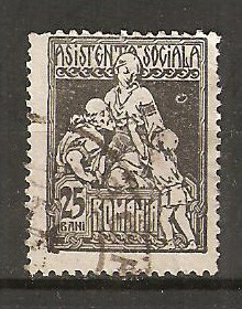 TIMBRE 101a, ROMANIA, 1921, ASISTENTA SOCIALA, 25 BANI, CURIOZITATE, PATA ALBA/CERC LA STANGA FETEI, CURIOZITATE SPECTACULOASA EXTREM DE RARA, EROARE foto