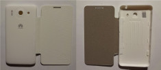 Husa Huawei Ascend G510 Flip Cover Alb si !!! Folie de protectie pentru display CADOU !!! foto